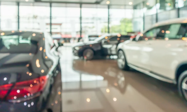 New Toyota cars in a showroom