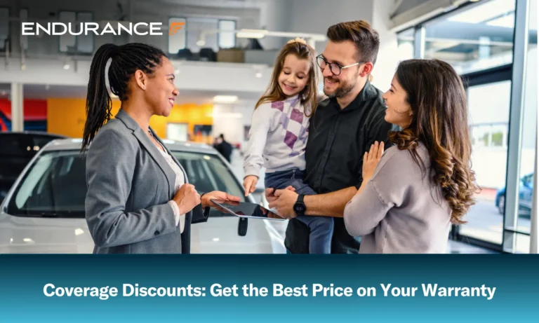 Family in a car dealership
