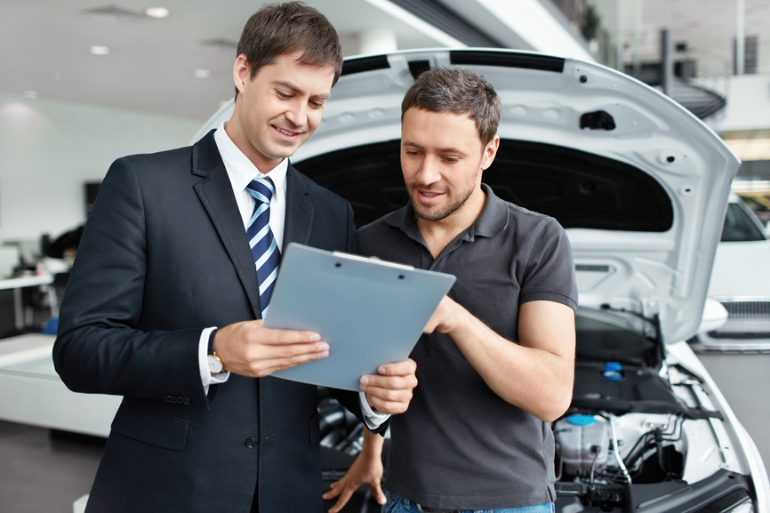 Young man buys a car