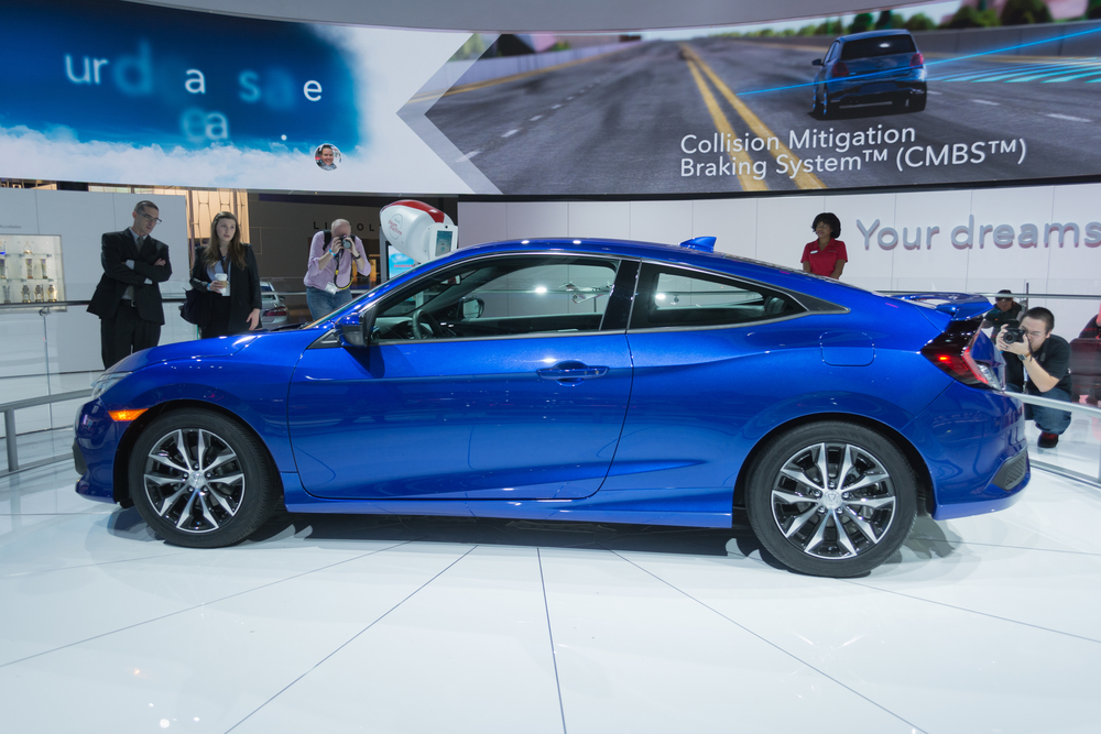 Honda Civic Coupe 2016 on display during the 2015 Los Angeles Auto Show