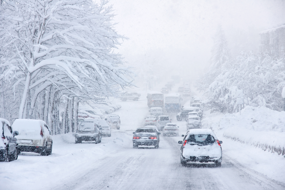 Cars in a snowstorm