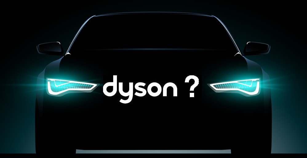 Dyson Car silhouette on black background with lights on