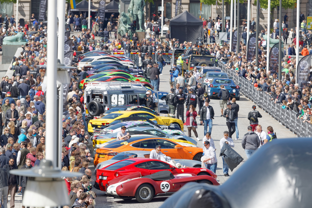 STOCKHOLM - MAY 23, 2015: Fast sports-cars before the start of the public event Gumball 3000, May 23, 2015 in Stockholm, Sweden