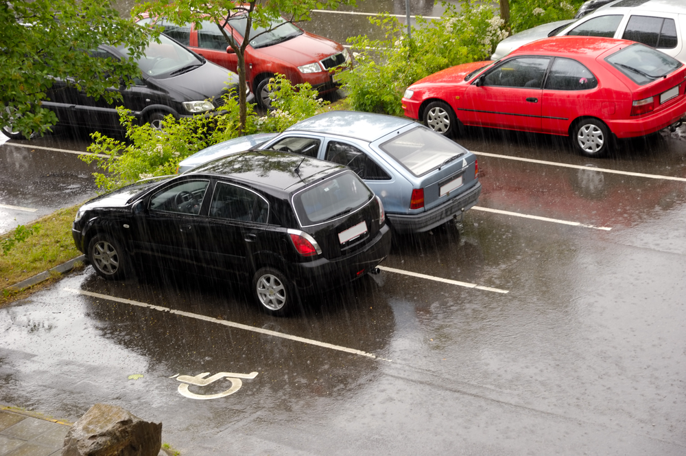 Cars on a rainy day