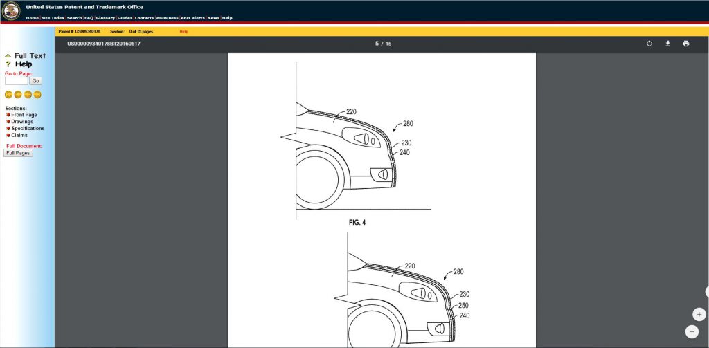 Diagram for Google's sticky hood