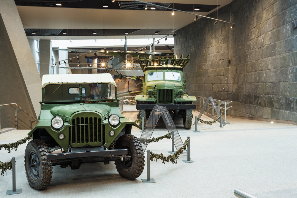 Soviet russian Army Truck GAZ-67 and Katyusha rocket launchers B