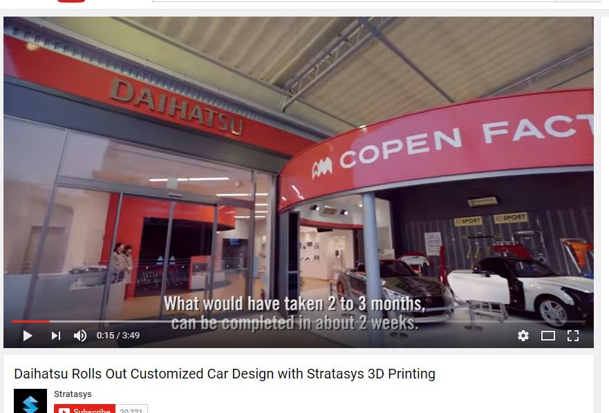 Taller de impresión 3D de revestimientos para automóviles de Daihatsu y Stratasys