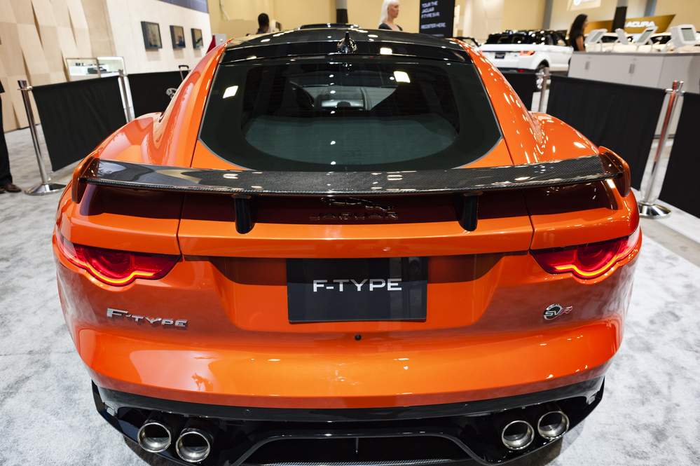 MIAMI, USA - SEPTEMBER 10, 2016: Jaguar F-Type SVR coupe on display during the Miami International Auto Show at the Miami Beach Convention Center.