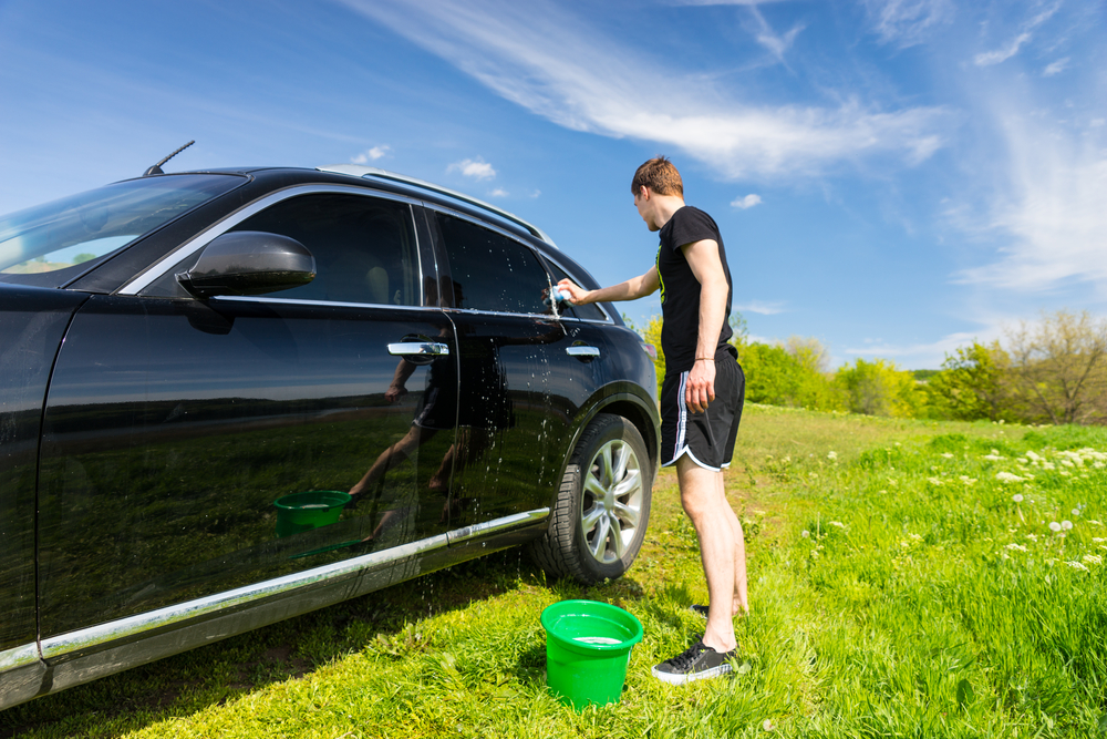 car wash on a hot day.