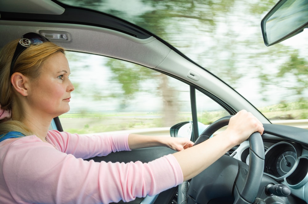 woman driving carefully