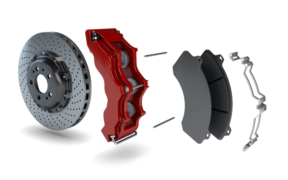 disassembled car brake system