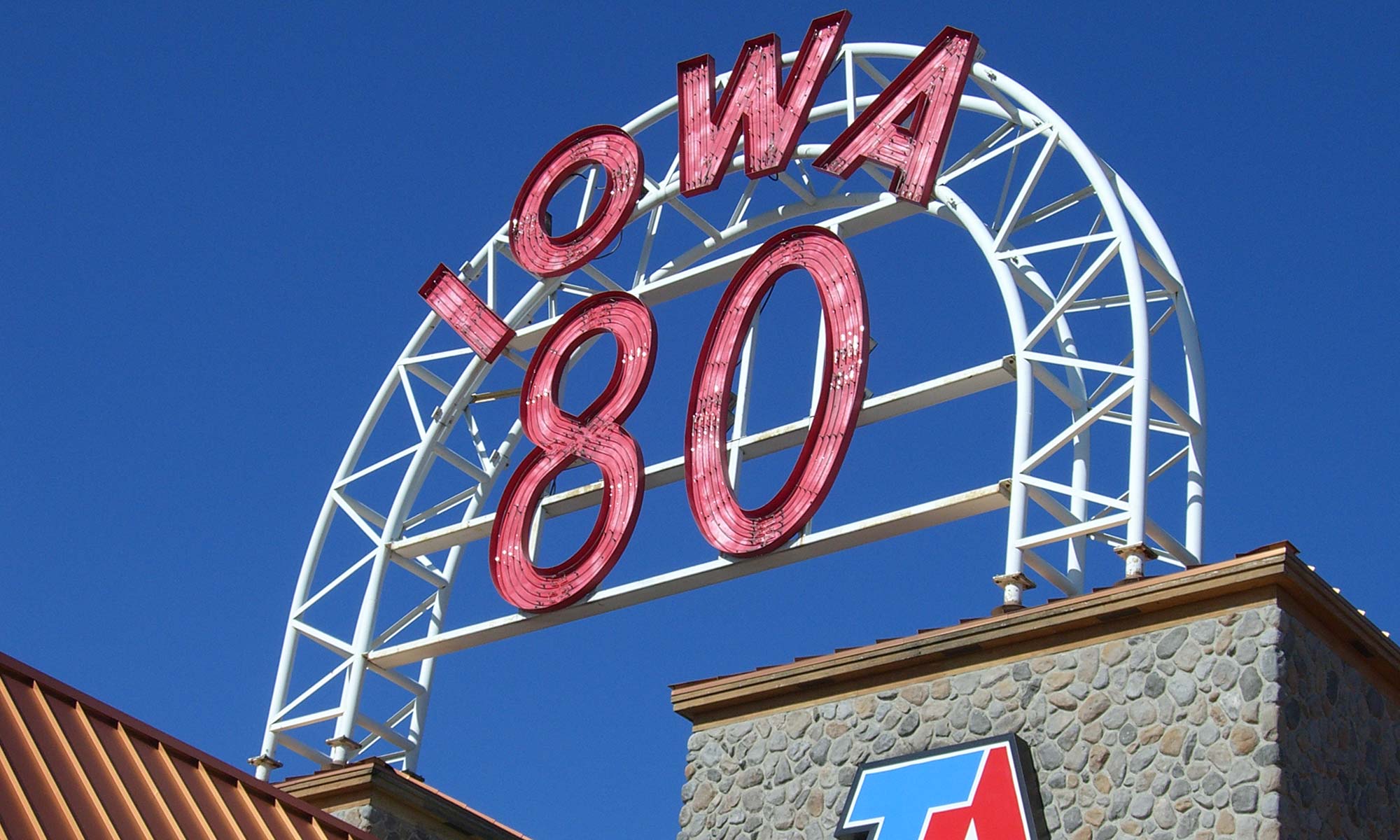 An image of the Iowa 80 truck stop sign.