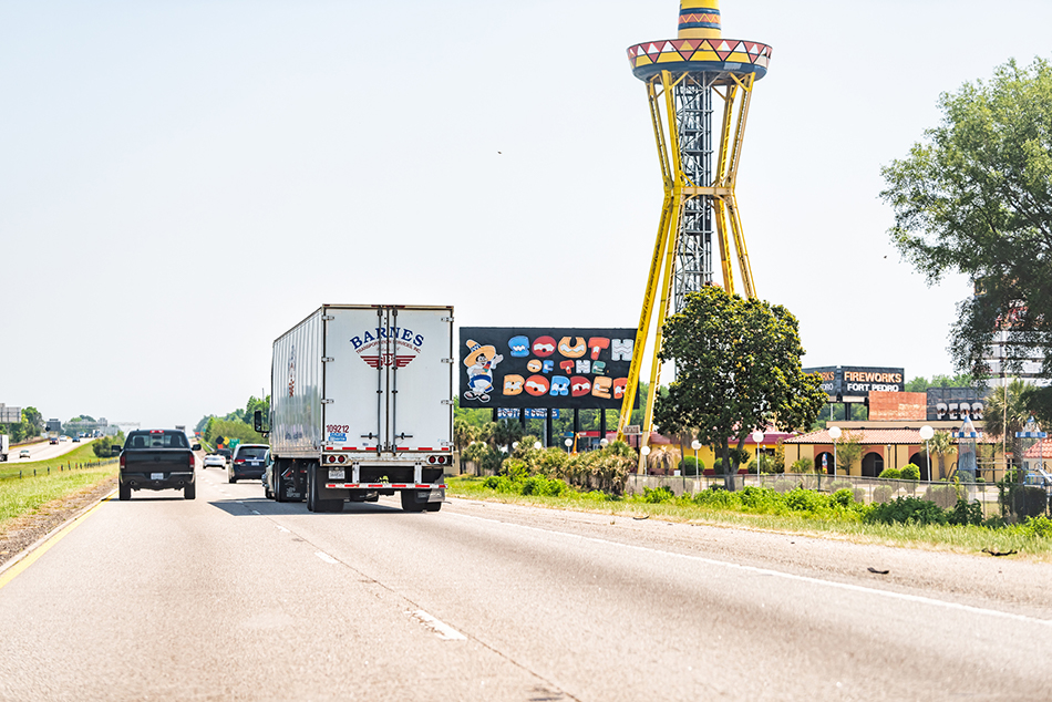 An image of the South of the Border truck stop sign in Dillon, South Carolina.