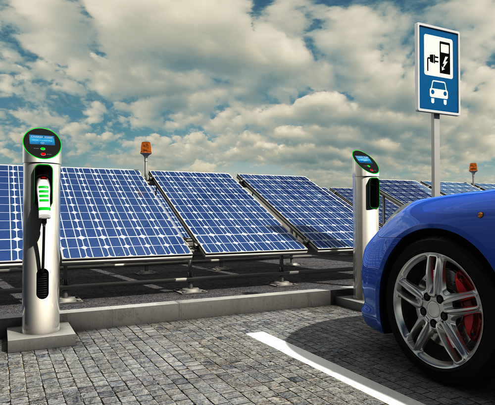 Electric car and electric solar charge point