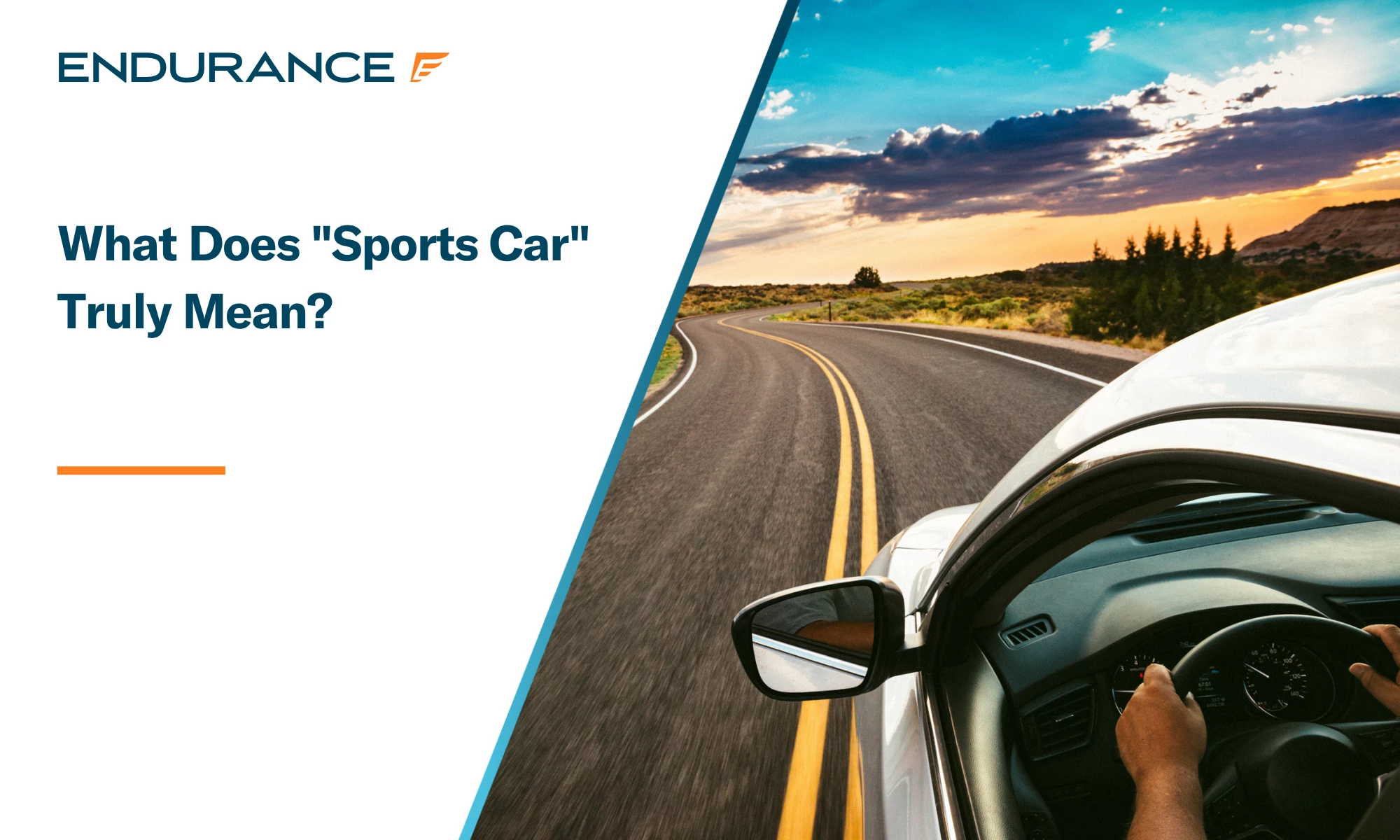 White fast car driving down road, what does sports car really mean