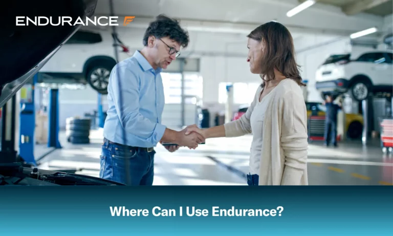 Where to use Endurance extended warranty, service manager shaking a customer's hand in the repair shop