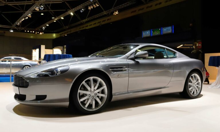 A silver Aston Martin DB9, which was the vehicle used by Jason Statham in Fast & Furious 7.