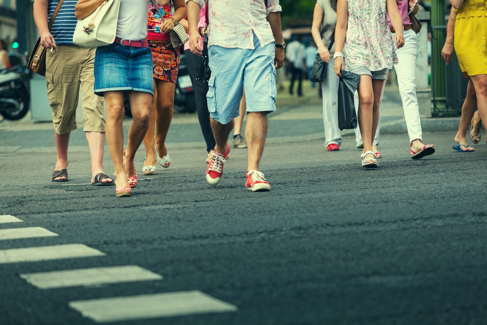 crossing the road