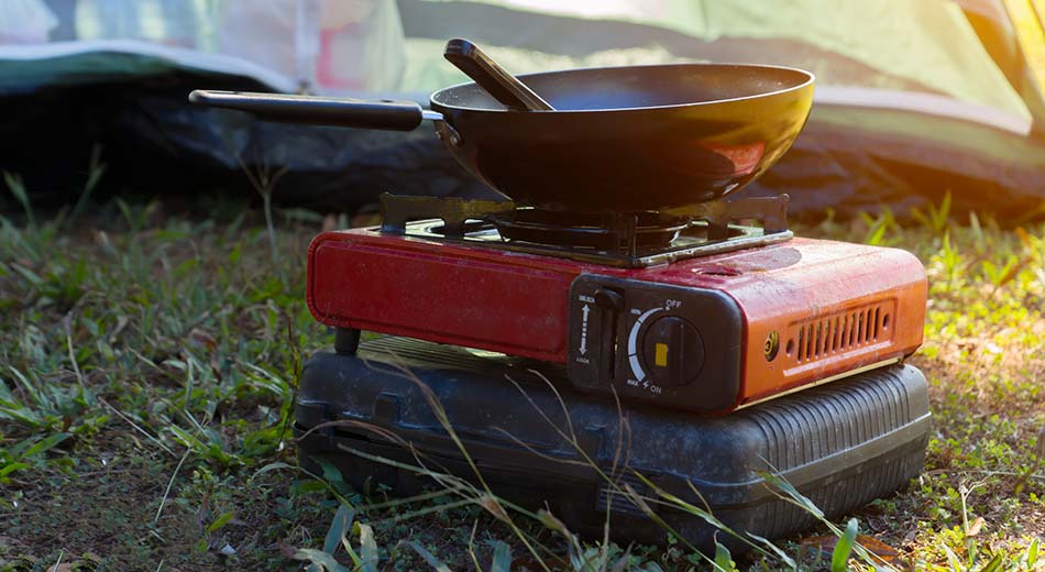 A portable camping stove.