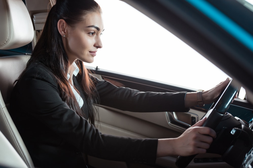 smart woman driving