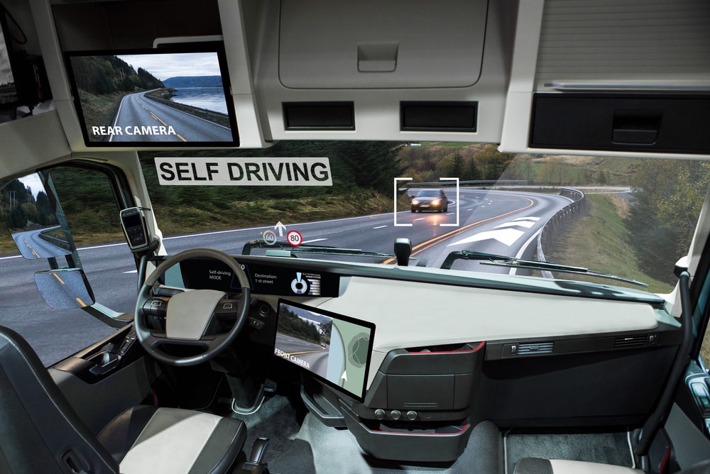 self driving truck on the road