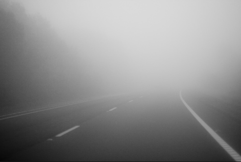 foggy weather on the road