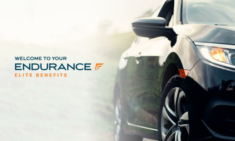 Elite benefits offered by Endurance, showing a black sedan car