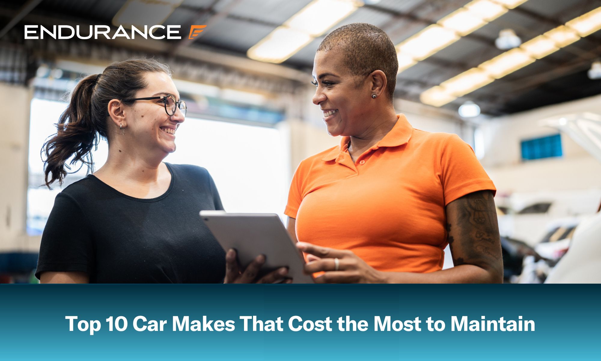 Female mechanic helping a woman in a repair shop