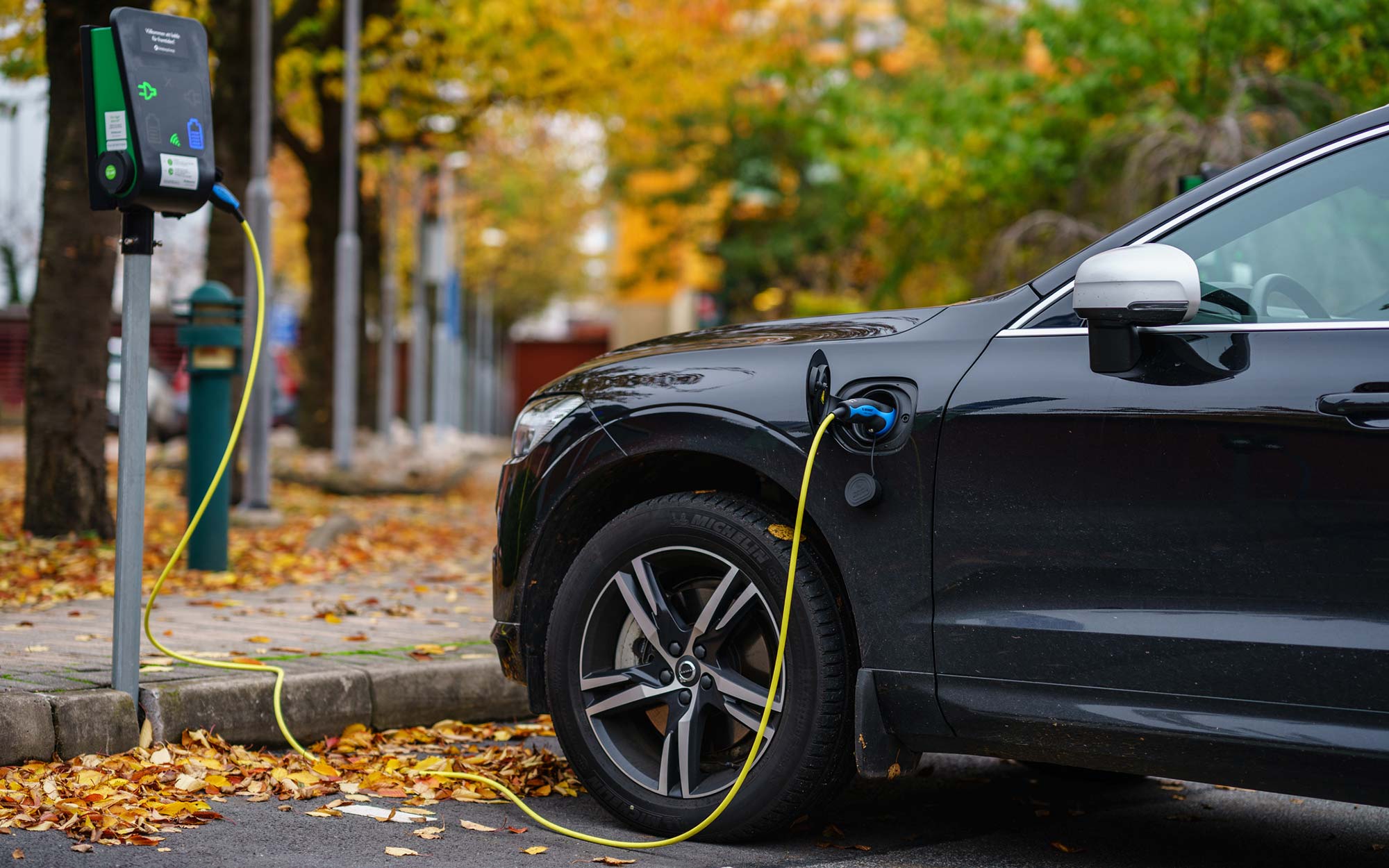 A hybrid vehicle charging.