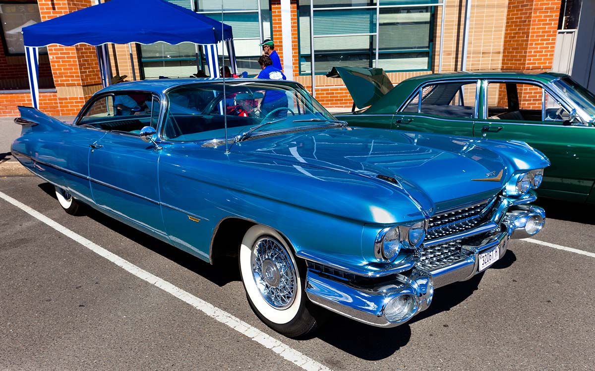 A 1959 Cadillac Coupe de Ville.