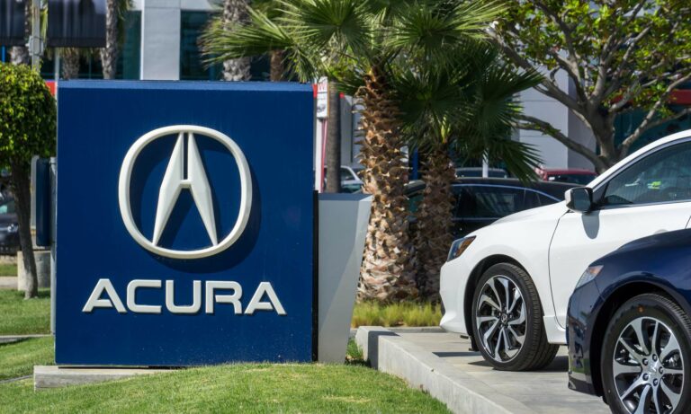 A sign outside an Acura dealership.