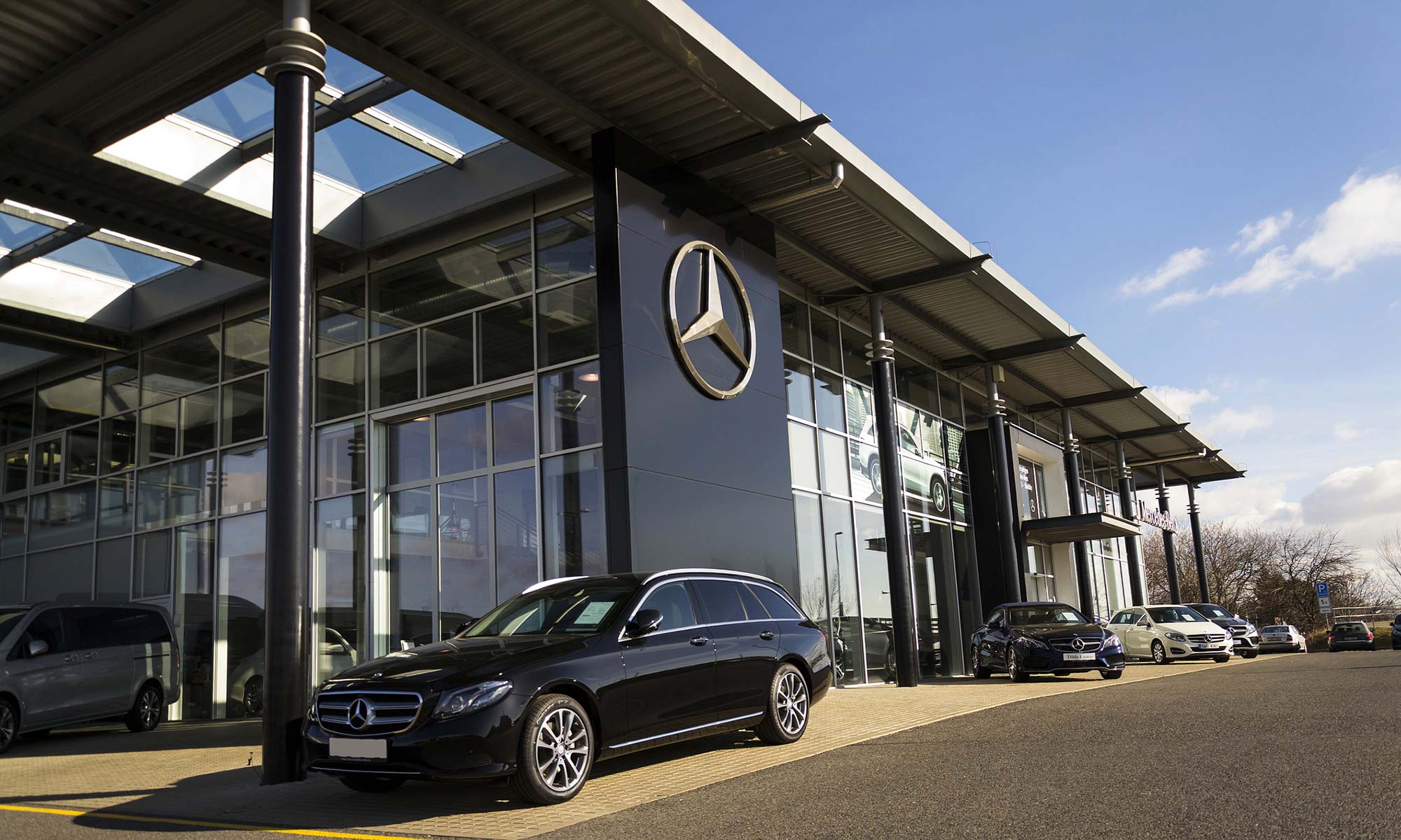 A Mercedes-Benz dealership.