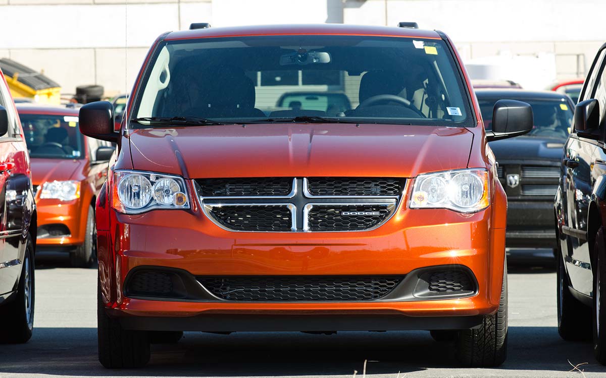 A Dodge Grand Caravan parked in a dealership lot.