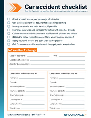 An image of a car accident checklist.