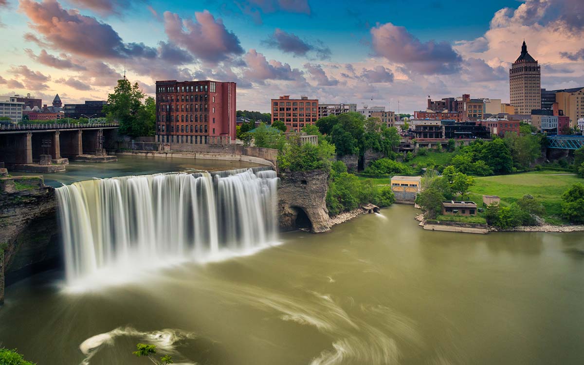 A view of High Falls in Rochester, NY.