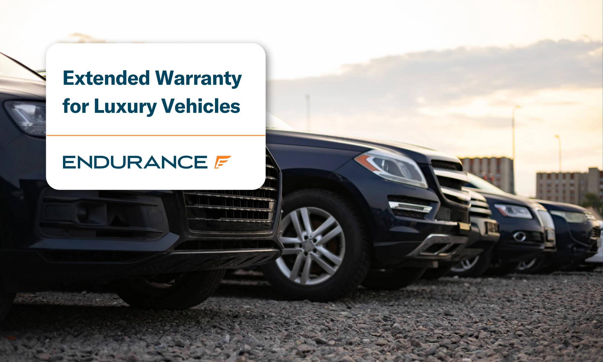 A parking lot of luxury vehicles, are there extended warranties for luxury cars