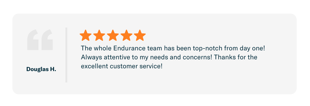 Testimonial from an Endurance customer