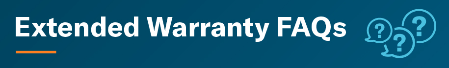 A banner graphic that says, "Extended Warranty FAQs."