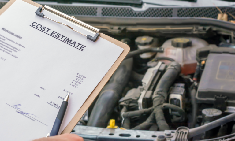 A closeup of a car repair estimate, which you can get help paying with an Endurance auto protection plan.