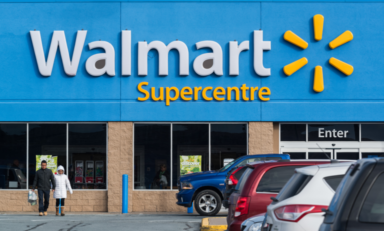 The outside of a Walmart Supercentre. Walmart also has Walmart Auto Care Centers where car owners can take their vehicle in for repairs.