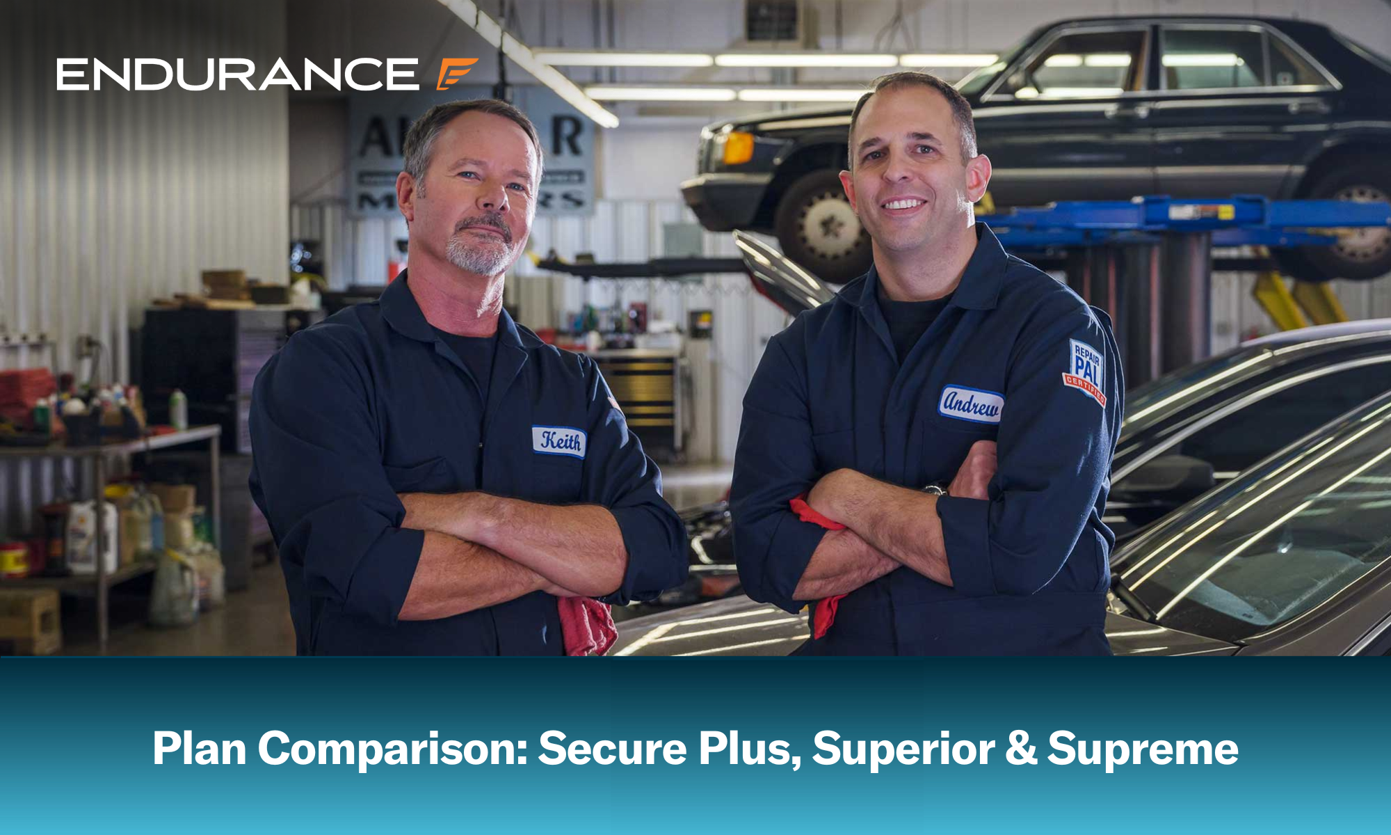 Two certified mechanics, Keith Benline and Andrew Giorgi, at a repair shop.