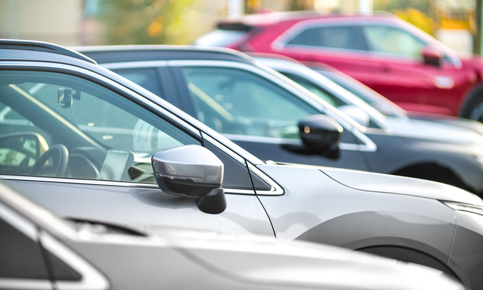 Used vehicles at a car dealership