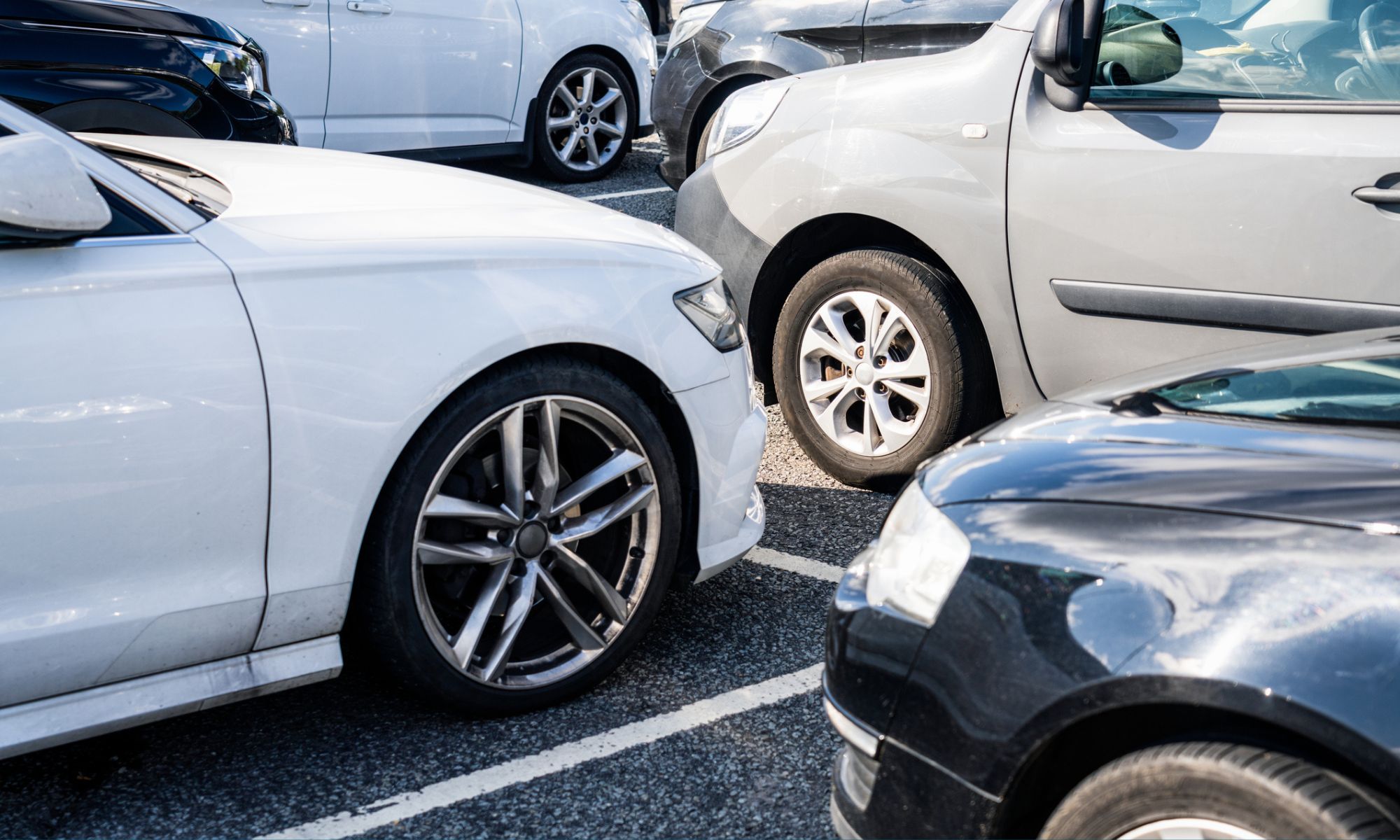 Parking lot of Hyundai Accents and other cars