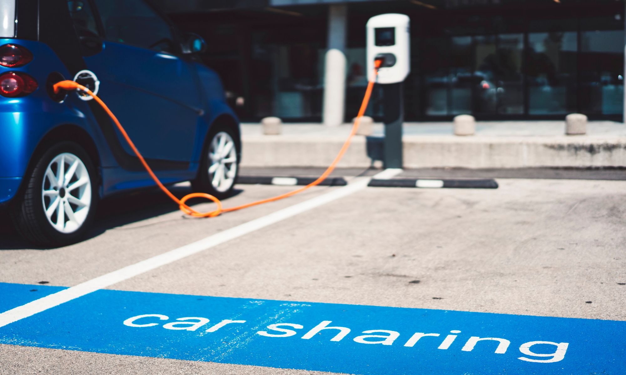 Parking lot for an electric car in the city