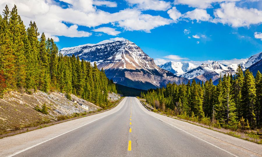 Highway leading to a mountain view