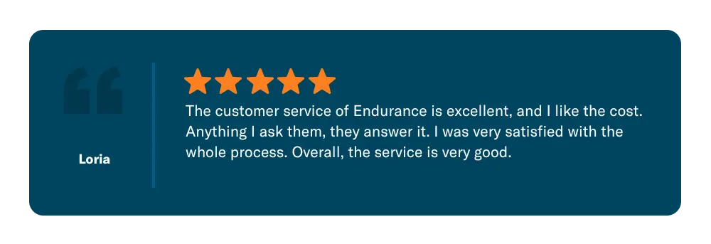 A review from a customer named Loria