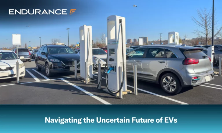 Electric car charge stations with EVs parked at them