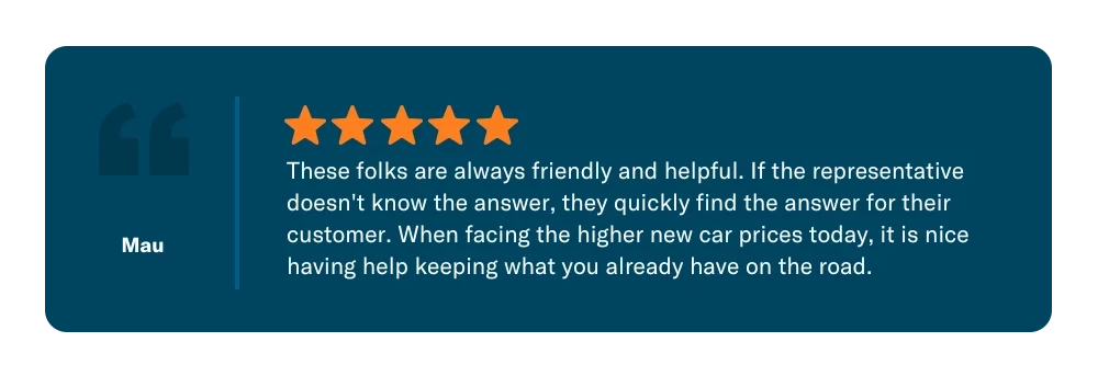 Real customer testimonial from Mau