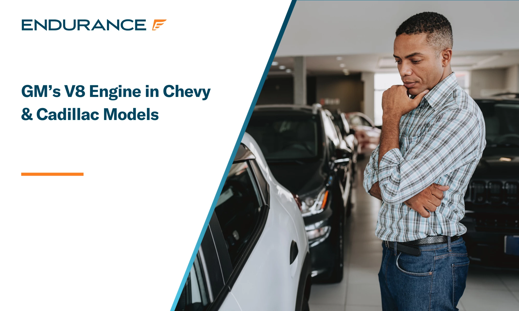 Man analyzing car to buy in a showroom