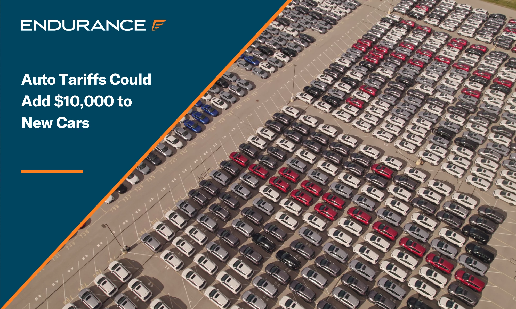 Aerial view of car storage or parking lot